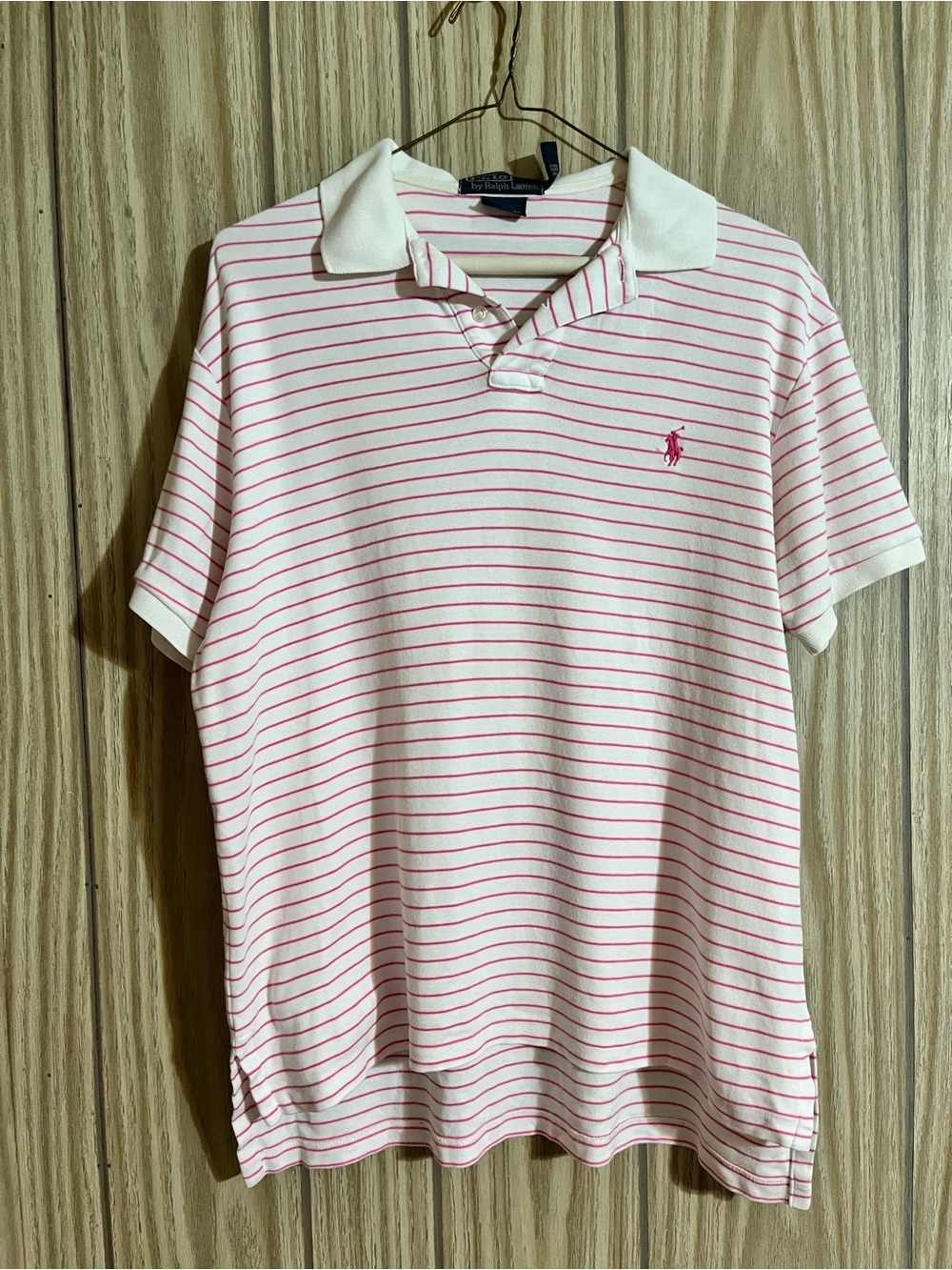 Polo by Ralph Lauren Pink Striped Custom Fit Polo Shirt – Size M